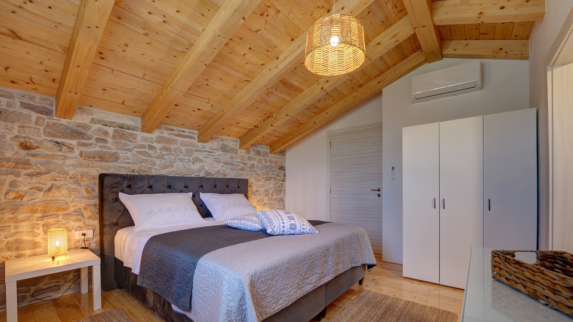 Bedroom 1 — king bed, wardrobe & A/C
